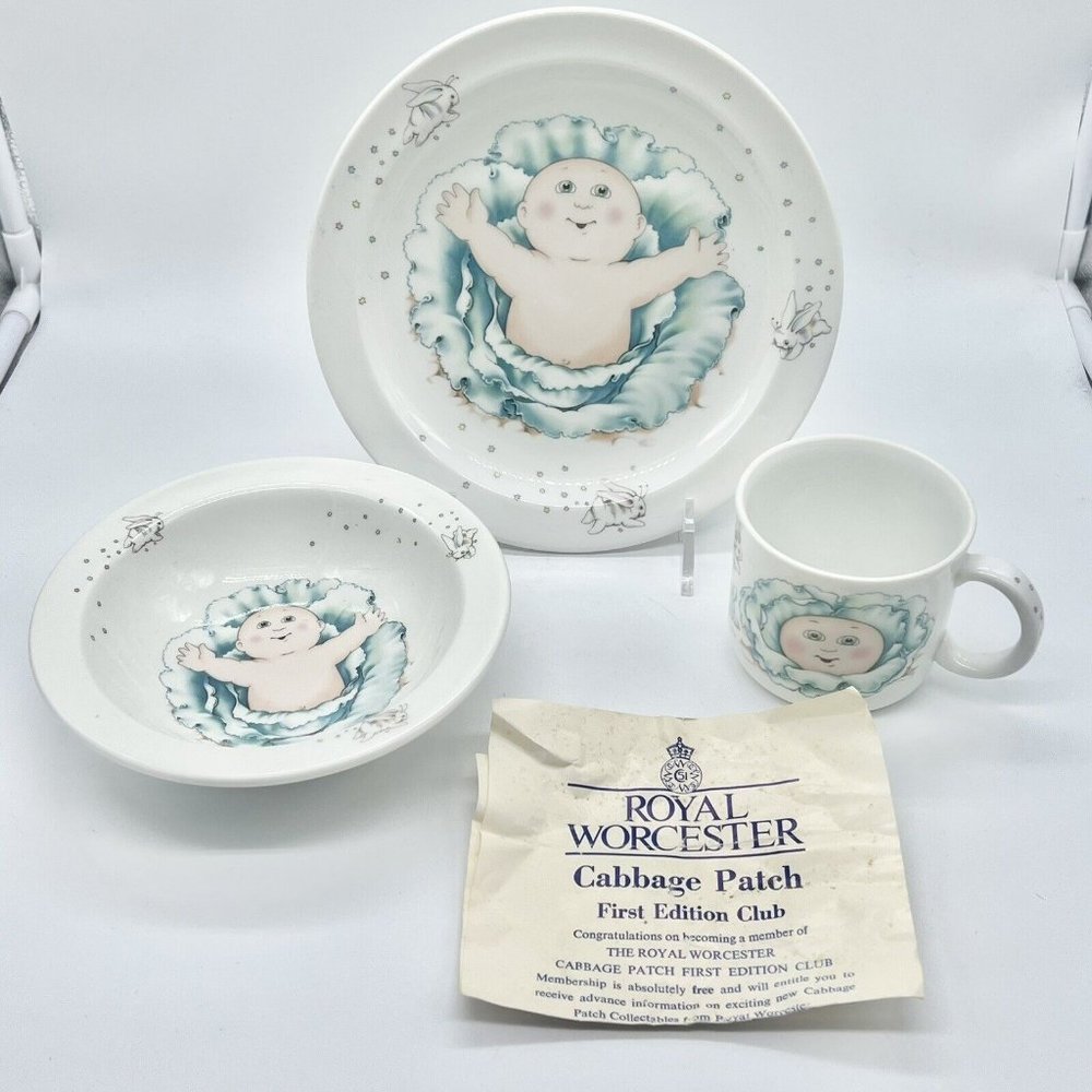 Cabbage Patch Kids Royal Worcester Porcelain Plate, Bowl and Mug - 1984